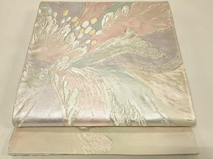 平和屋着物◎六通柄袋帯 草花文 金銀糸 正絹 逸品 CABB8323in