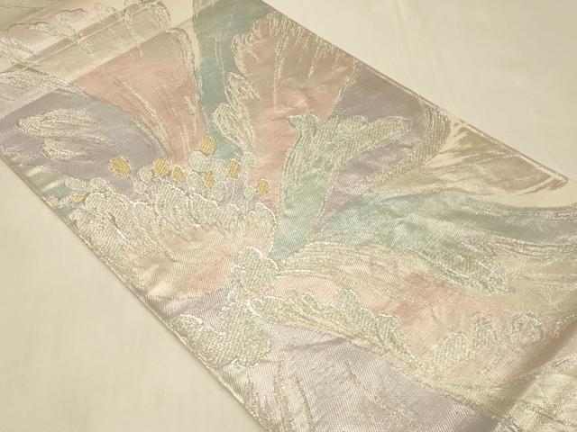 平和屋着物◎六通柄袋帯 草花文 金銀糸 正絹 逸品 CABB8323in