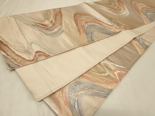平和屋着物◎六通柄袋帯 流水文 金銀糸 正絹 逸品 CABB8326in