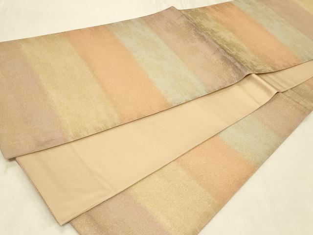 平和屋着物◎全通柄袋帯　砂子つづれ　横段霞文　金糸　正絹　逸品　CABB8330in