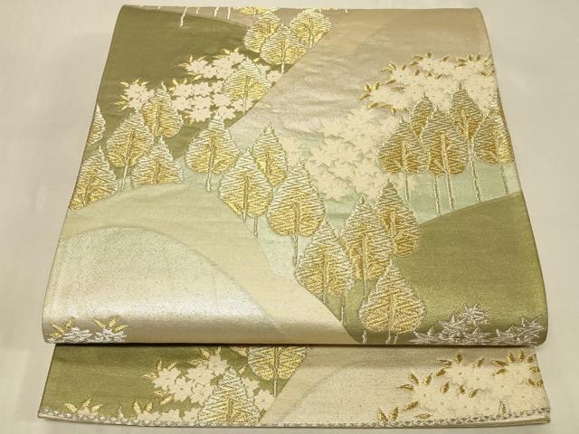 平和屋着物◎六通柄袋帯 唐織 樹林文 金銀糸 正絹 逸品 CABB8333in