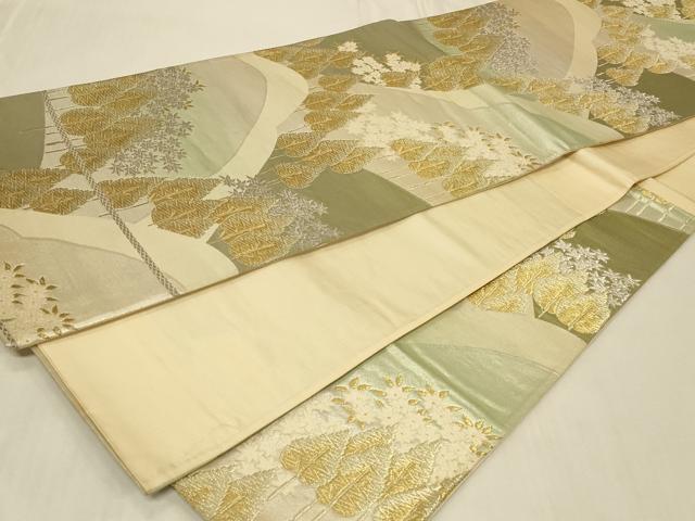平和屋着物◎六通柄袋帯 唐織 樹林文 金銀糸 正絹 逸品 CABB8333in