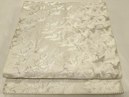 平和屋着物◎六通柄袋帯 飛鶴文 銀糸 正絹 逸品 CABB8334in