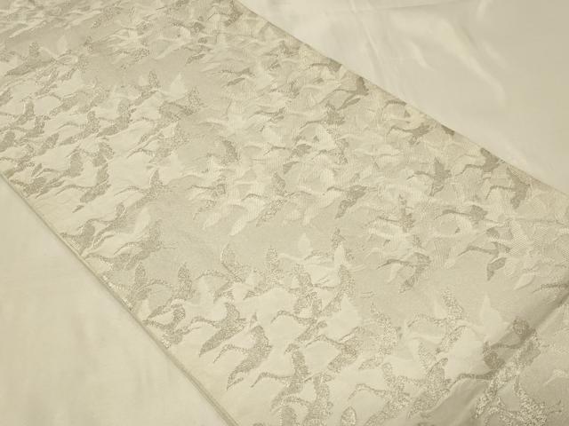 平和屋着物◎六通柄袋帯 飛鶴文 銀糸 正絹 逸品 CABB8334in