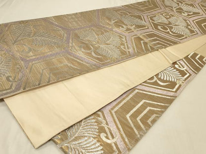 平和屋着物◎六通柄袋帯　亀甲松葉唐草文　金銀糸　正絹　逸品　CABB8337in