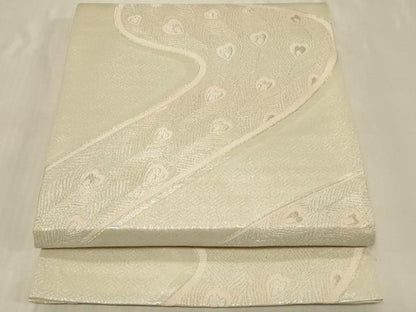 平和屋着物◎六通柄袋帯 唐織 道長孔雀羽文 銀糸 正絹 逸品 CABB8346in