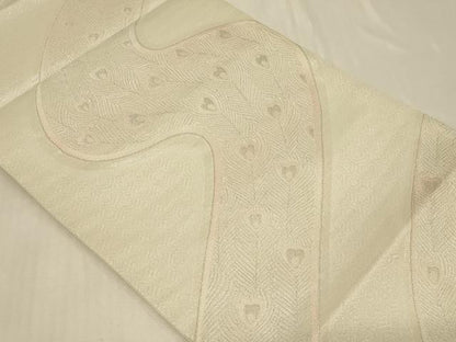 平和屋着物◎六通柄袋帯 唐織 道長孔雀羽文 銀糸 正絹 逸品 CABB8346in