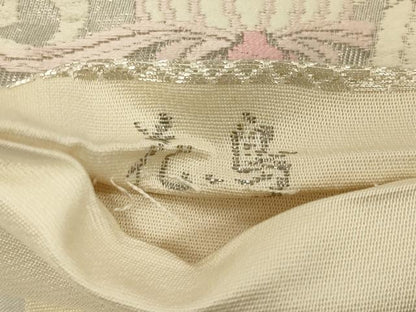 平和屋着物◎六通柄袋帯　唐織　花鳥　プラチナ箔　正絹　逸品　CABB8347in