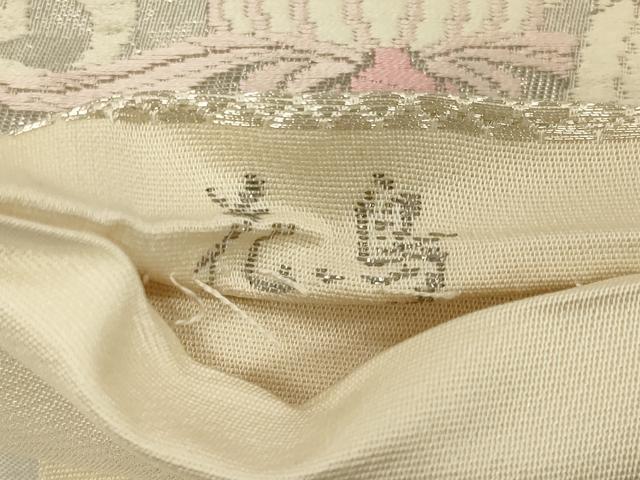 平和屋着物◎六通柄袋帯　唐織　花鳥　プラチナ箔　正絹　逸品　CABB8347in