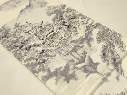 平和屋着物◎六通柄袋帯 京名所絵図 金銀糸 正絹 逸品 CABB8359in