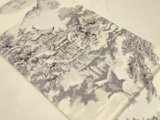 平和屋着物◎六通柄袋帯 京名所絵図 金銀糸 正絹 逸品 CABB8359in