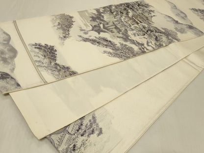 平和屋着物◎六通柄袋帯 京名所絵図 金銀糸 正絹 逸品 CABB8359in
