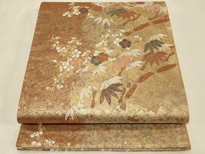 平和屋着物◎六通柄袋帯 唐織 献上檜垣文 金糸 正絹 逸品 CABB8361in