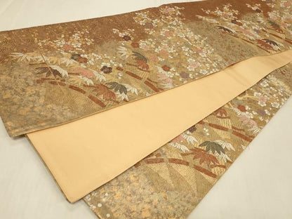 平和屋着物◎六通柄袋帯 唐織 献上檜垣文 金糸 正絹 逸品 CABB8361in