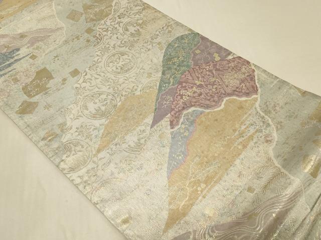 平和屋着物◎六通柄袋帯　遠山花丸文　金銀糸　正絹　逸品　CABB8363in