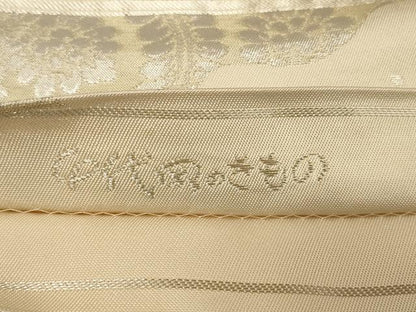 平和屋着物◎全通柄袋帯 千代田のきもの 道長更紗花文 銀糸 正絹 逸品 CABB8364in