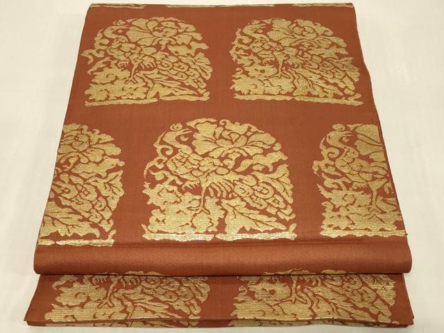 平和屋着物◎六通柄 京本袋帯 鳳凰花文 金糸 正絹 逸品 CABB8367in