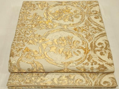 平和屋着物◎六通柄袋帯 更紗花丸文 金糸 正絹 逸品 CABB8370in
