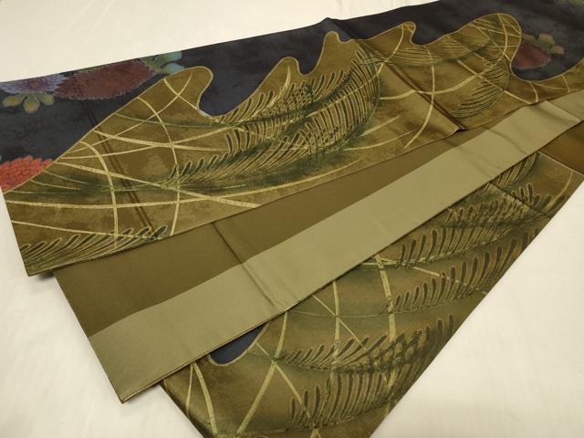 平和屋着物◎六通柄袋帯 草花文 正絹 逸品 CABB8373in