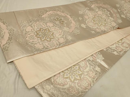 平和屋着物◎六通柄袋帯　唐織　飛鶴正倉院花文　金銀糸　正絹　逸品　CABB8378in