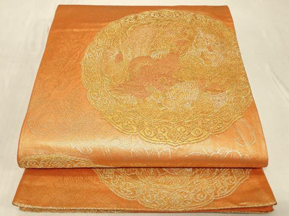 平和屋着物◎六通柄袋帯　鏡裏牡丹　金銀糸　正絹　逸品　CABB8382in