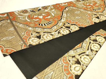 平和屋着物◎六通柄 京袋帯 更紗花文 金糸 正絹 逸品 CABB8391in