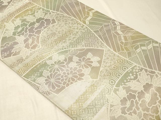 平和屋着物◎佐賀錦　六通柄袋帯　地紙草花文　金銀糸　正絹　逸品　CABB8392in