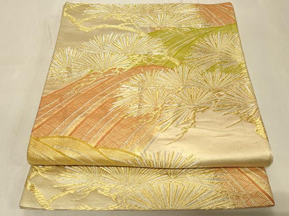 平和屋着物◎六通柄袋帯　立波枝松文　金銀糸　正絹　逸品　CABB8394in