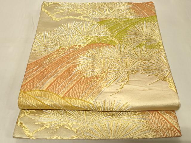 平和屋着物◎六通柄袋帯　立波枝松文　金銀糸　正絹　逸品　CABB8394in
