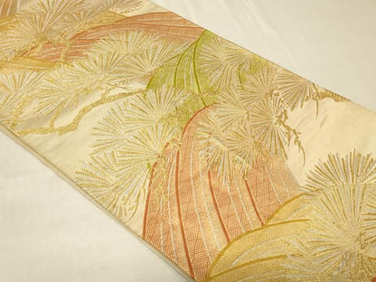 平和屋着物◎六通柄袋帯　立波枝松文　金銀糸　正絹　逸品　CABB8394in