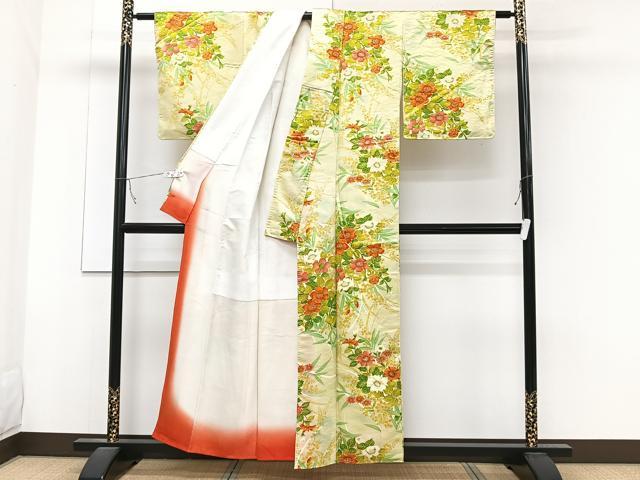 平和屋着物■上質な小紋　草花文　暈し染め　正絹　逸品　CABB8420xi