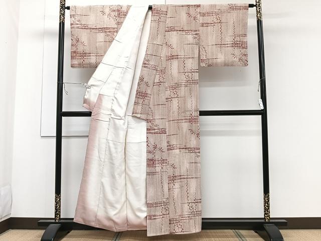 平和屋着物■上質な小紋　草葉文　正絹　逸品　CABB8425xi