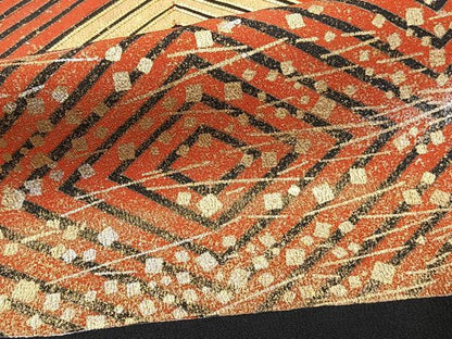 平和屋着物■豪華黒留袖　駒刺繍　菱文　金彩　正絹　逸品　CABB8571xi