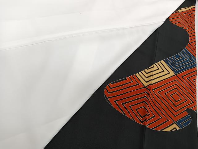 平和屋着物■豪華黒留袖　駒刺繍　菱文　金彩　正絹　逸品　CABB8571xi