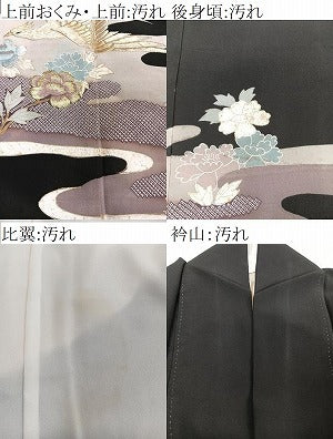 平和屋着物■豪華黒留袖　刺繍　花鳥文　金彩　正絹　逸品　CABB8576xi