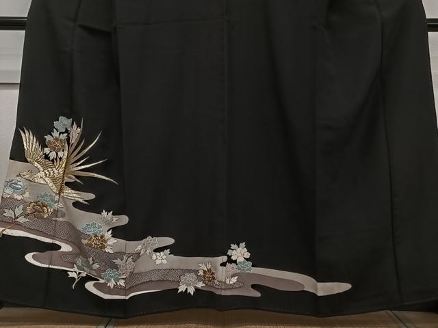 平和屋着物■豪華黒留袖　刺繍　花鳥文　金彩　正絹　逸品　CABB8576xi