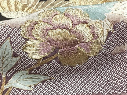 平和屋着物■豪華黒留袖　刺繍　花鳥文　金彩　正絹　逸品　CABB8576xi