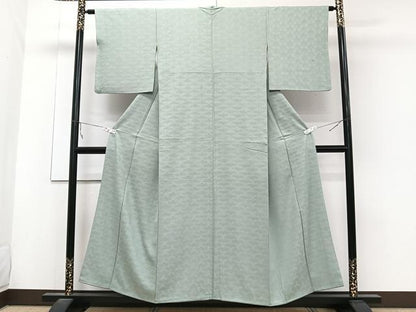 平和屋着物■上質な色無地 毘沙門吉祥地紋 柳鼠色 正絹 逸品 CABB8724xi