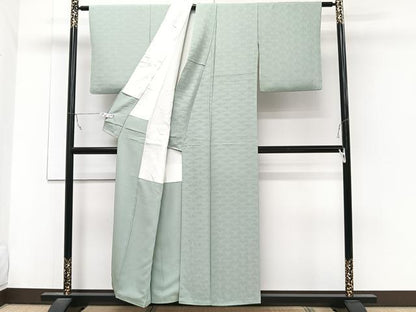 平和屋着物■上質な色無地 毘沙門吉祥地紋 柳鼠色 正絹 逸品 CABB8724xi