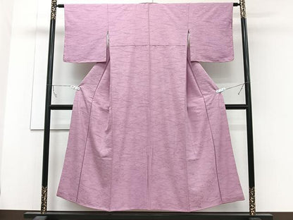 平和屋着物■上質な色無地 流水草花地紋 桃花色 正絹 逸品 CABB8727xi
