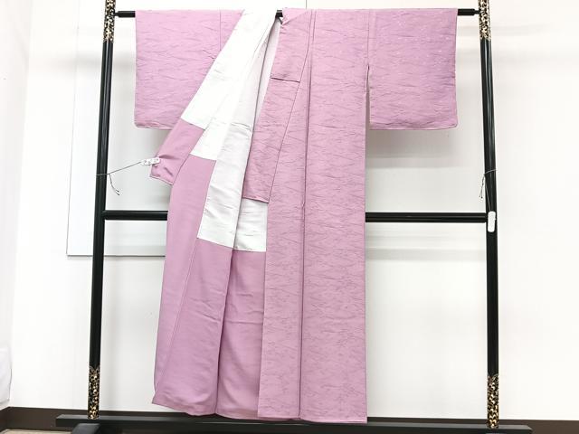 平和屋着物■上質な色無地 流水草花地紋 桃花色 正絹 逸品 CABB8727xi