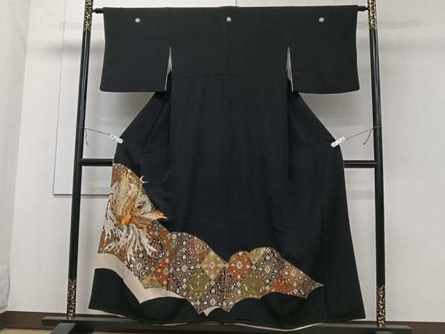 平和屋着物■豪華黒留袖　刺繍　鳳凰花文　金彩　正絹　逸品　CABB8744xi