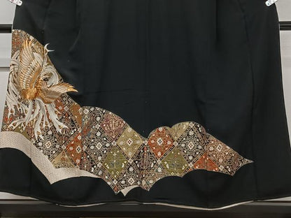 平和屋着物■豪華黒留袖　刺繍　鳳凰花文　金彩　正絹　逸品　CABB8744xi