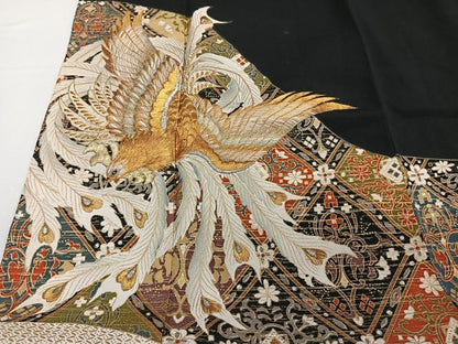 平和屋着物■豪華黒留袖　刺繍　鳳凰花文　金彩　正絹　逸品　CABB8744xi