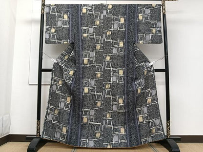 平和屋着物■小紋　幾何学文　洗える着物　CABB8753xi