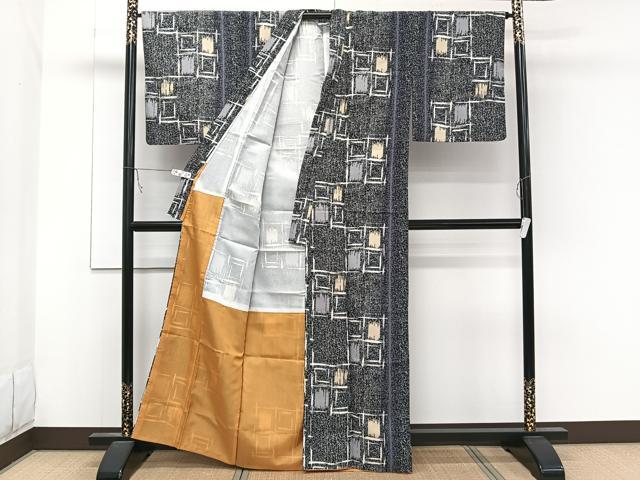 平和屋着物■小紋　幾何学文　洗える着物　CABB8753xi