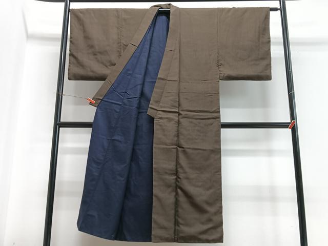 平和屋着物■男性 紬 変わり格子 正絹 逸品 CABB8983xe