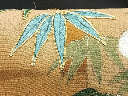 平和屋着物■豪華黒留袖 駒刺繍 笹竹文 金彩 正絹 逸品 CABB8988xe