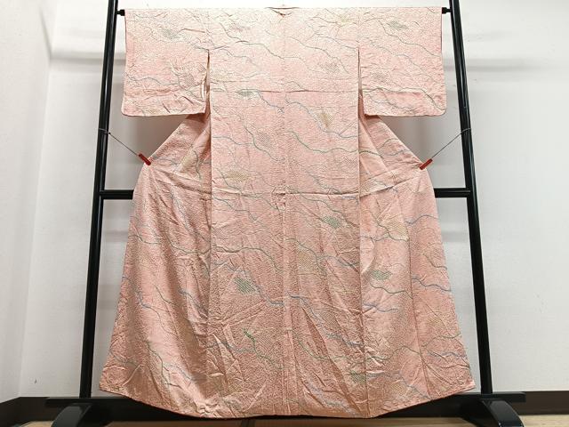 平和屋着物■上質な小紋 絞り 流線枝松文 正絹 逸品 CABB9071xe