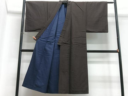平和屋着物■男性　紬　濃藍色　正絹　逸品　CABB9076xe